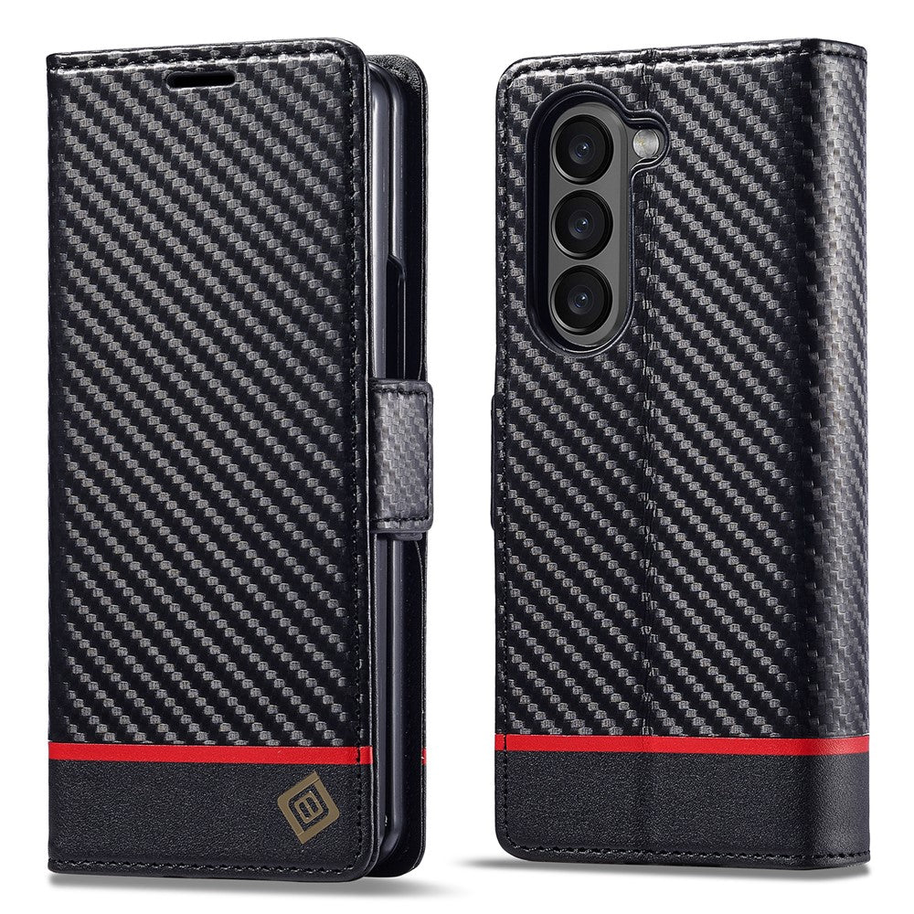 LC.IMEEKE Wallet Case for Samsung Galaxy Z Fold8 Ultra Carbon Fiber Texture Leather Phone Cover