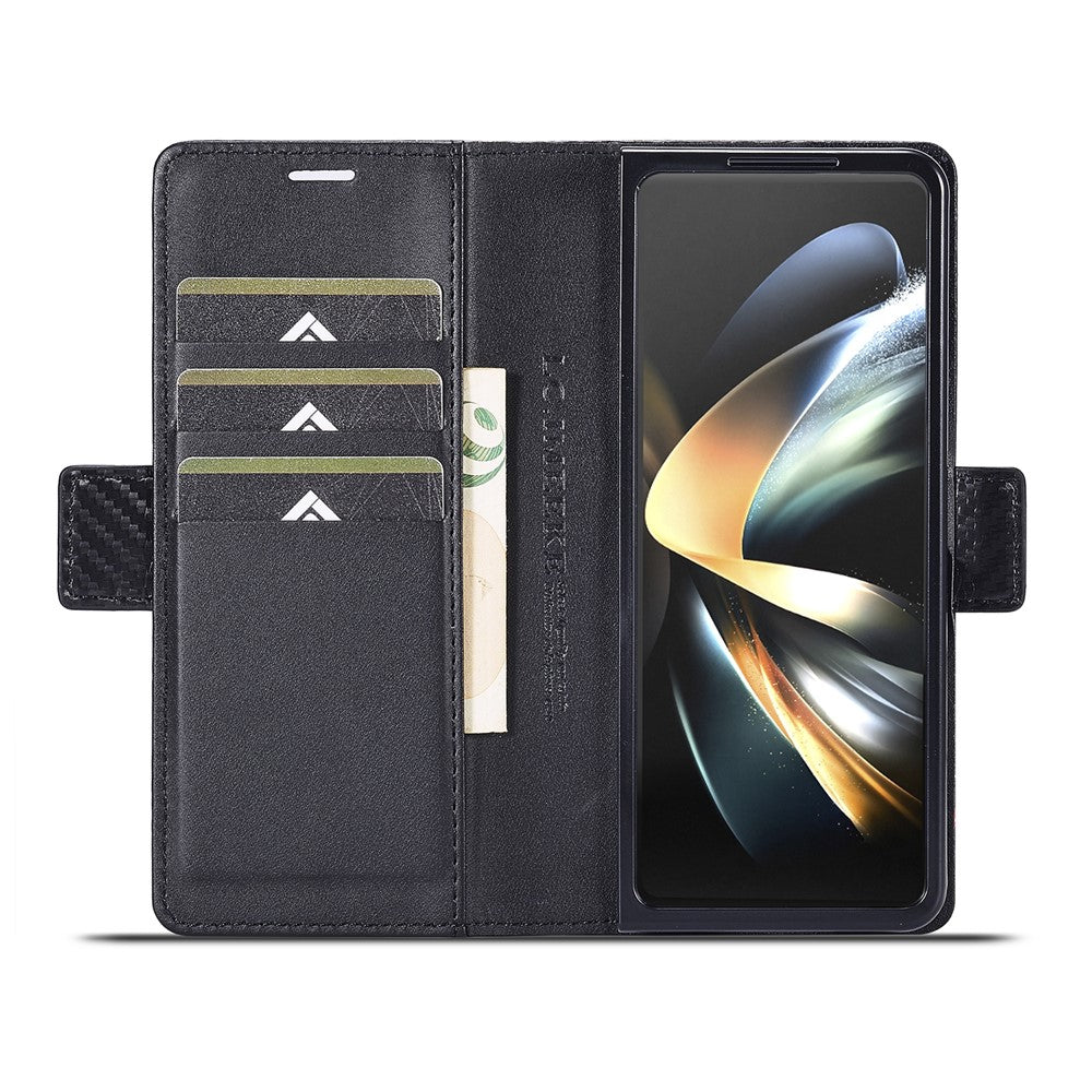 LC.IMEEKE Wallet Case for Samsung Galaxy Z Fold8 Ultra Carbon Fiber Texture Leather Phone Cover