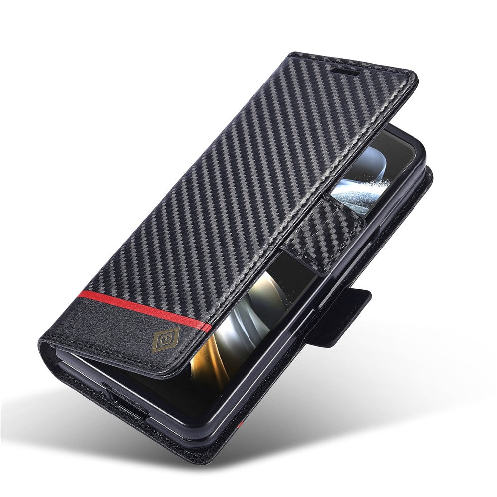 LC.IMEEKE Wallet Case for Samsung Galaxy Z Fold8 Ultra Carbon Fiber Texture Leather Phone Cover