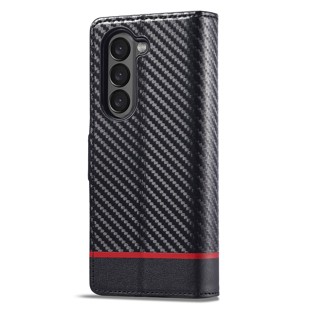 LC.IMEEKE Wallet Case for Samsung Galaxy Z Fold8 Ultra Carbon Fiber Texture Leather Phone Cover