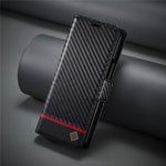 LC.IMEEKE Wallet Case for Samsung Galaxy Z Fold8 Ultra Carbon Fiber Texture Leather Phone Cover