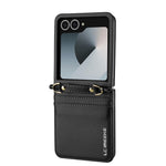 LC.IMEEKE L1 for Samsung Galaxy Z Flip8 Case Leather+PC Phone Cover with Straps Card Slots