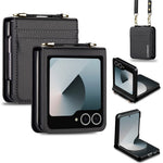 LC.IMEEKE L1 for Samsung Galaxy Z Flip8 Case Leather+PC Phone Cover with Straps Card Slots