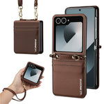 LC.IMEEKE L1 for Samsung Galaxy Z Flip8 Case Leather+PC Phone Cover with Straps Card Slots