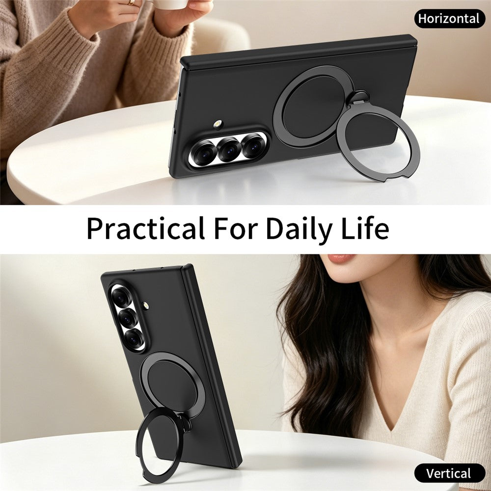 Samsung Galaxy Z Fold8 Ultra-skal Magnetiskt roterande stöd Hårt PC-mobilskal med härdat glasfilm