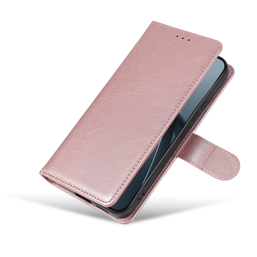 Xiaomi 17T Pro-skal i PU-läder, plånboksfodral med stativ och handledsrem.