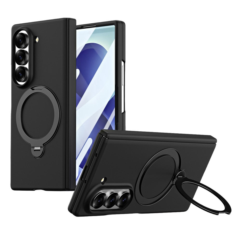 For Samsung Galaxy Z Fold5 5G Case Magnetic Rotating Kickstand Hard PC Phone Cover with Tempered Glass Film