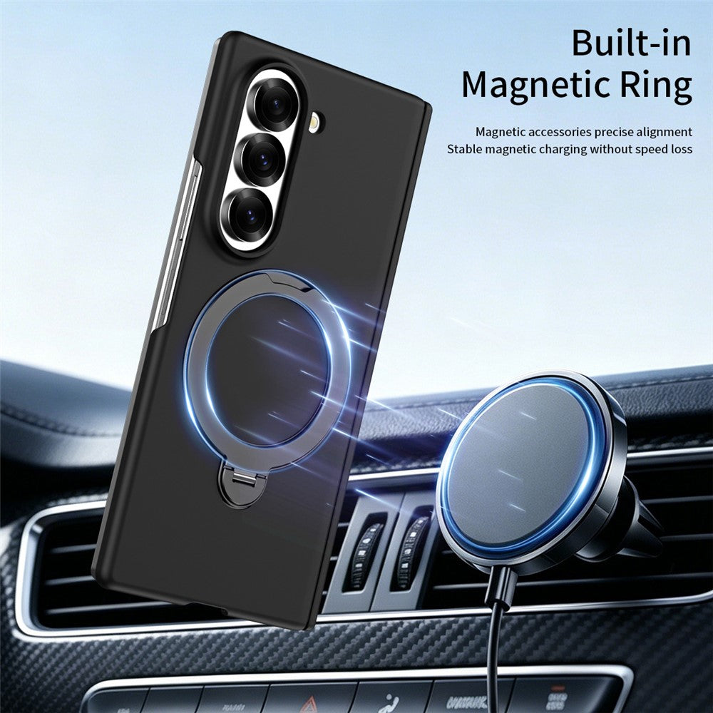 For Samsung Galaxy Z Fold5 5G Case Magnetic Rotating Kickstand Hard PC Phone Cover with Tempered Glass Film