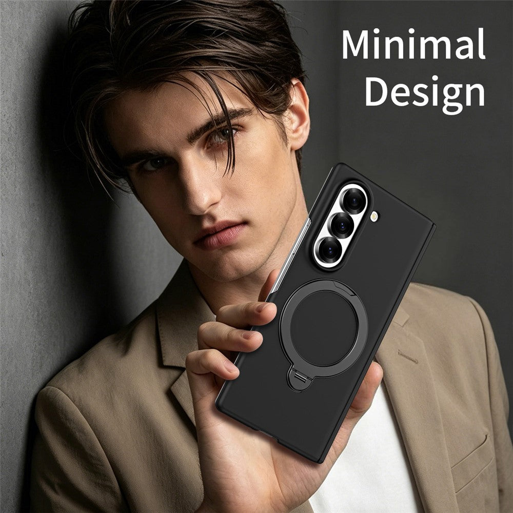 For Samsung Galaxy Z Fold5 5G Case Magnetic Rotating Kickstand Hard PC Phone Cover with Tempered Glass Film