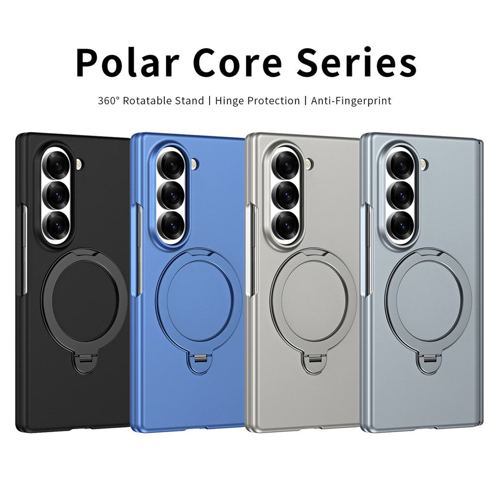 For Samsung Galaxy Z Fold5 5G Case Magnetic Rotating Kickstand Hard PC Phone Cover with Tempered Glass Film