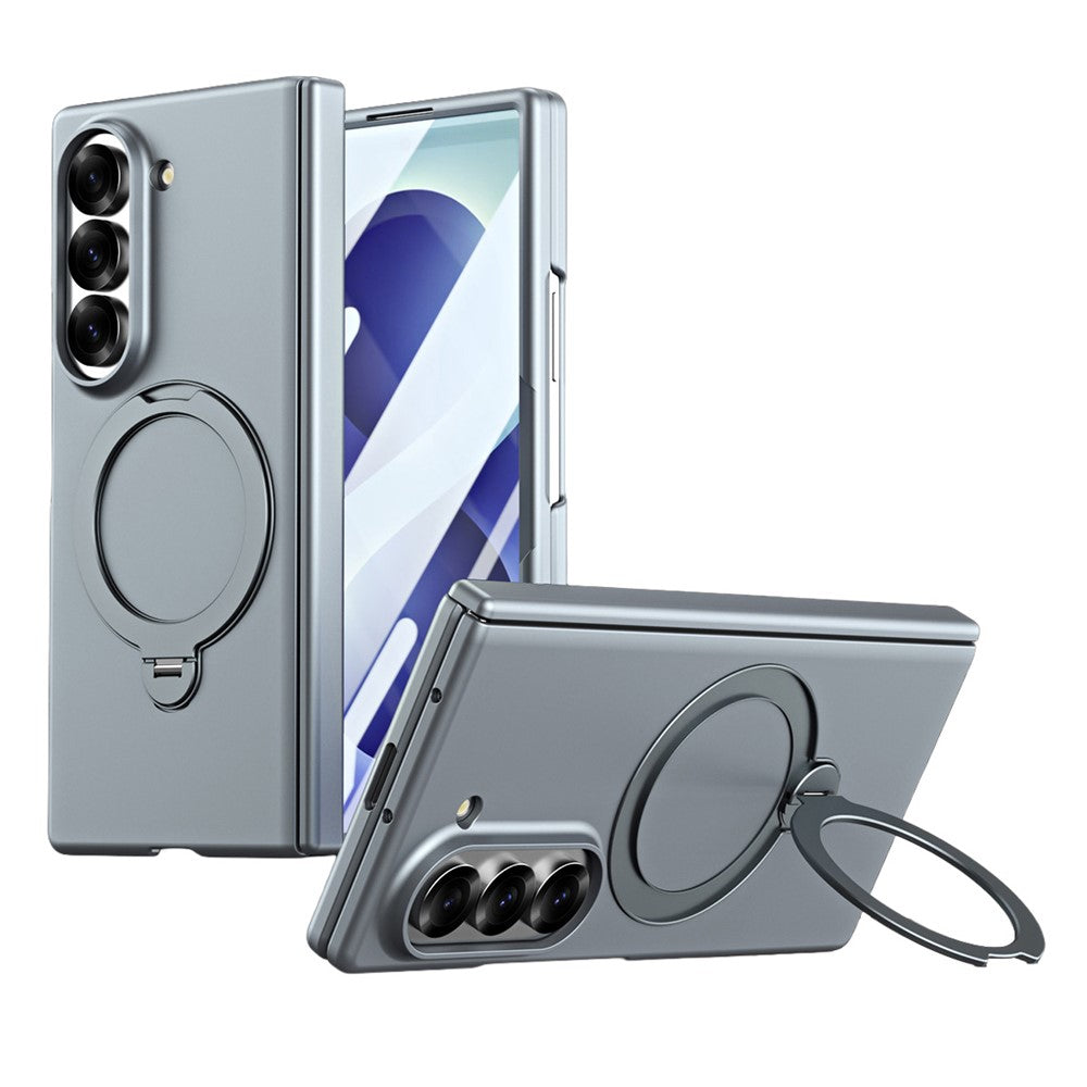 For Samsung Galaxy Z Fold5 5G Case Magnetic Rotating Kickstand Hard PC Phone Cover with Tempered Glass Film