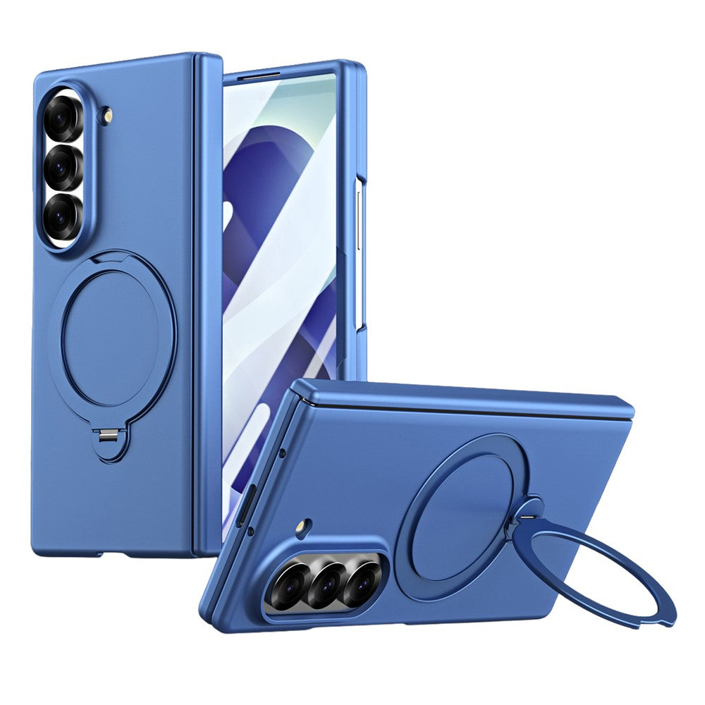 For Samsung Galaxy Z Fold5 5G Case Magnetic Rotating Kickstand Hard PC Phone Cover with Tempered Glass Film