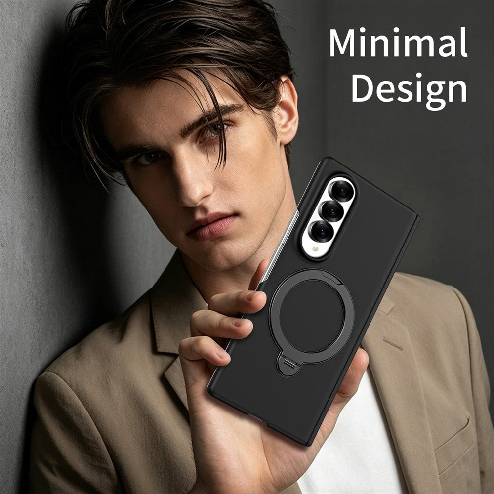 Samsung Galaxy Z Fold4 5G-skal med magnetisk roterbart stativ, hårdt PC-mobilskal med hærdet glasfilm