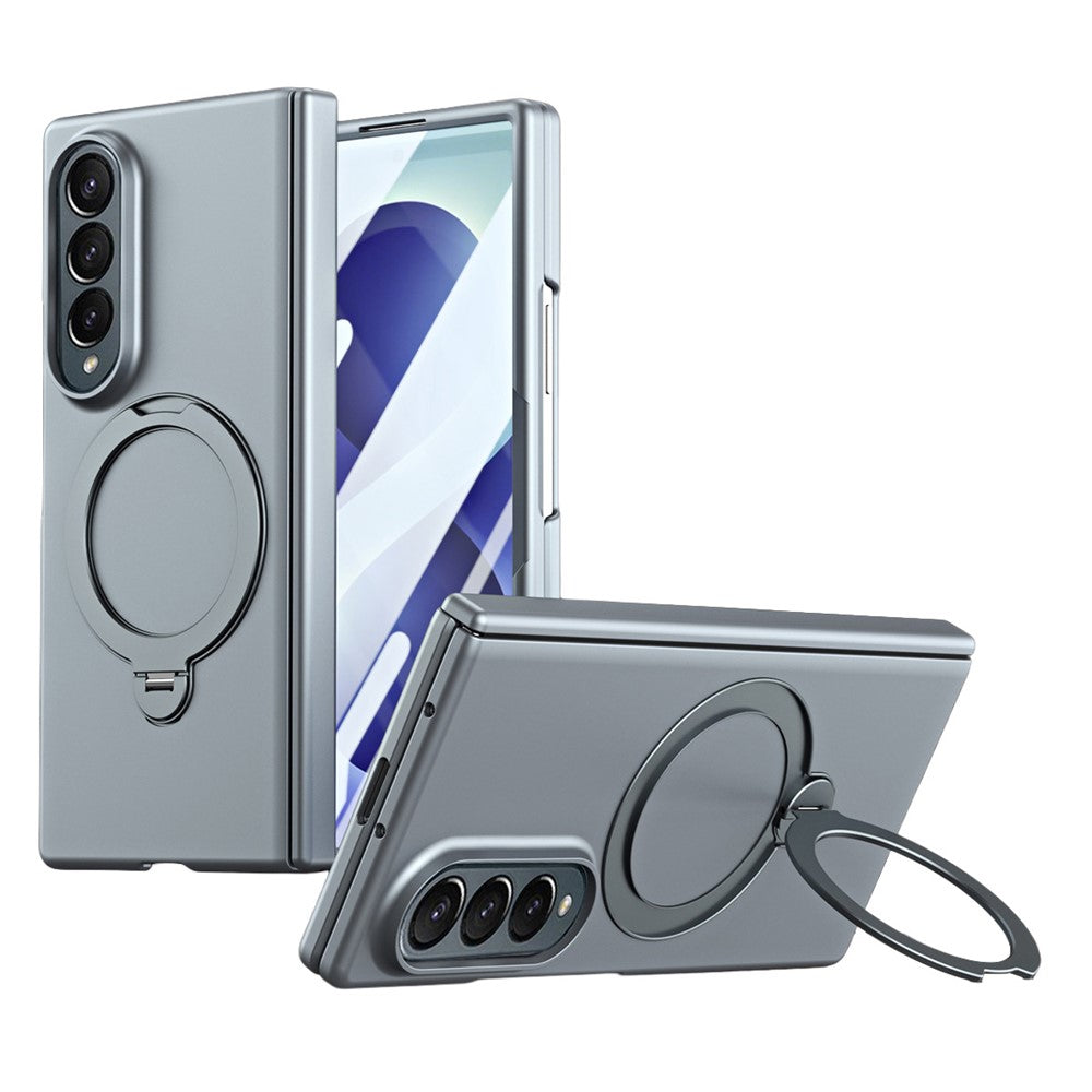 Samsung Galaxy Z Fold4 5G-skal med magnetisk roterbart stativ, hårdt PC-mobilskal med hærdet glasfilm