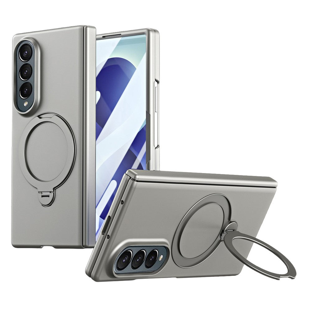 Samsung Galaxy Z Fold4 5G-skal med magnetisk roterbart stativ, hårdt PC-mobilskal med hærdet glasfilm