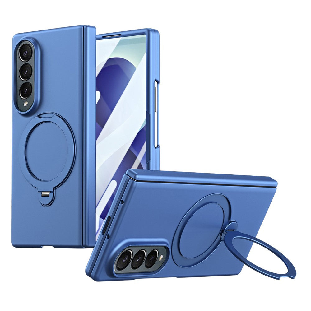 Samsung Galaxy Z Fold4 5G-skal med magnetisk roterbart stativ, hårdt PC-mobilskal med hærdet glasfilm