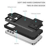 Samsung Galaxy A14 5G / A14 4G-mobilcover med skydeligt kameradæksel i PC + TPU, justerbar støtte og faldsikring