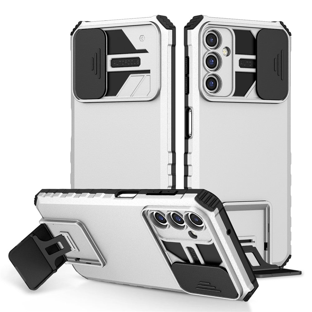 Samsung Galaxy A14 5G / A14 4G-mobilcover med skydeligt kameradæksel i PC + TPU, justerbar støtte og faldsikring