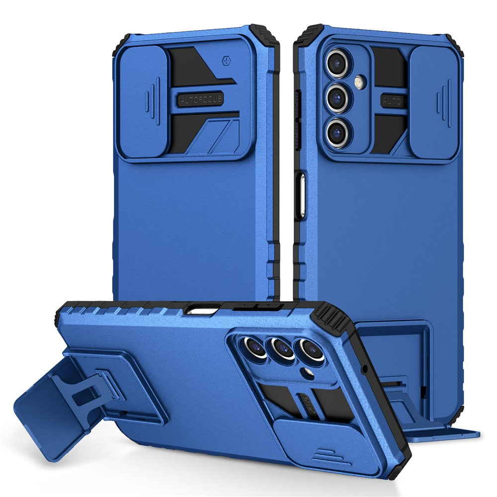 Samsung Galaxy A14 5G / A14 4G-mobilcover med skydeligt kameradæksel i PC + TPU, justerbar støtte og faldsikring