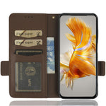 For Huawei Mate 50 Pro 4G Magnetic Phone Cover Litchi Texture Wallet Foldable Stand PU Leather Flip Phone Case with Strap