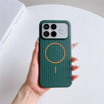 For Xiaomi Redmi K90 Pro Max 5G Magnetic Case Corrugated Texture Hard PC Phone Protective Cover