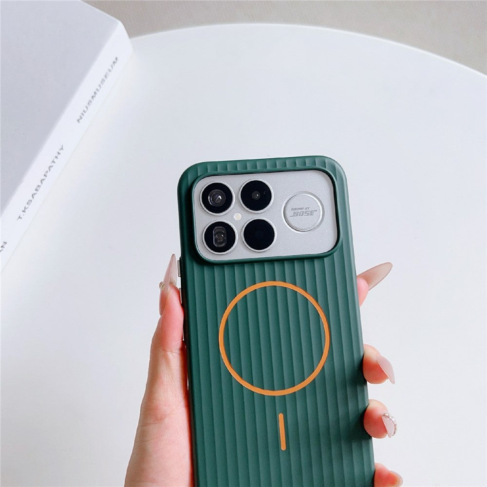For Xiaomi Redmi K90 Pro Max 5G Magnetic Case Corrugated Texture Hard PC Phone Protective Cover