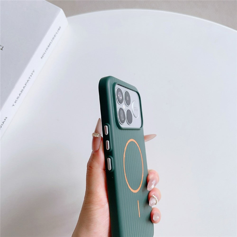 For Xiaomi Redmi K90 Pro Max 5G Magnetic Case Corrugated Texture Hard PC Phone Protective Cover
