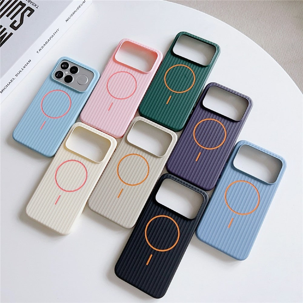 For Xiaomi Redmi K90 Pro Max 5G Magnetic Case Corrugated Texture Hard PC Phone Protective Cover