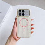 For Xiaomi Redmi K90 Pro Max 5G Magnetic Case Corrugated Texture Hard PC Phone Protective Cover