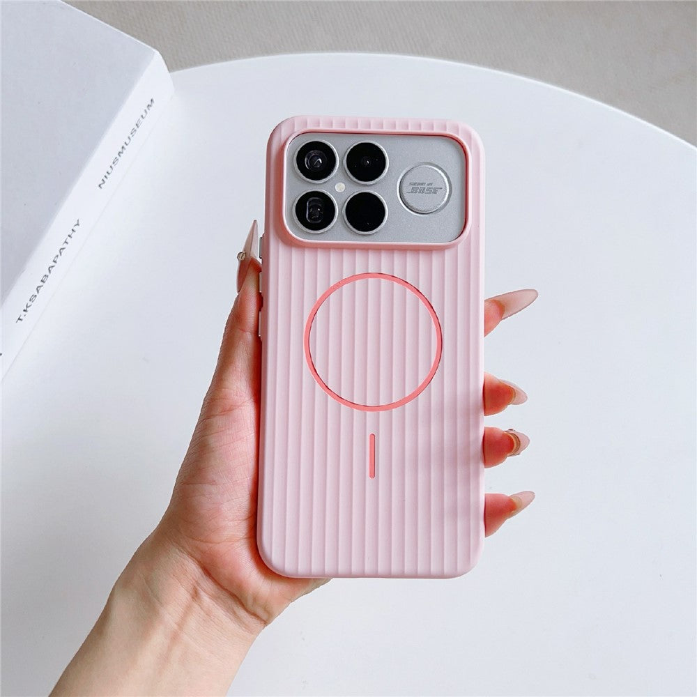 For Xiaomi Redmi K90 Pro Max 5G Magnetic Case Corrugated Texture Hard PC Phone Protective Cover