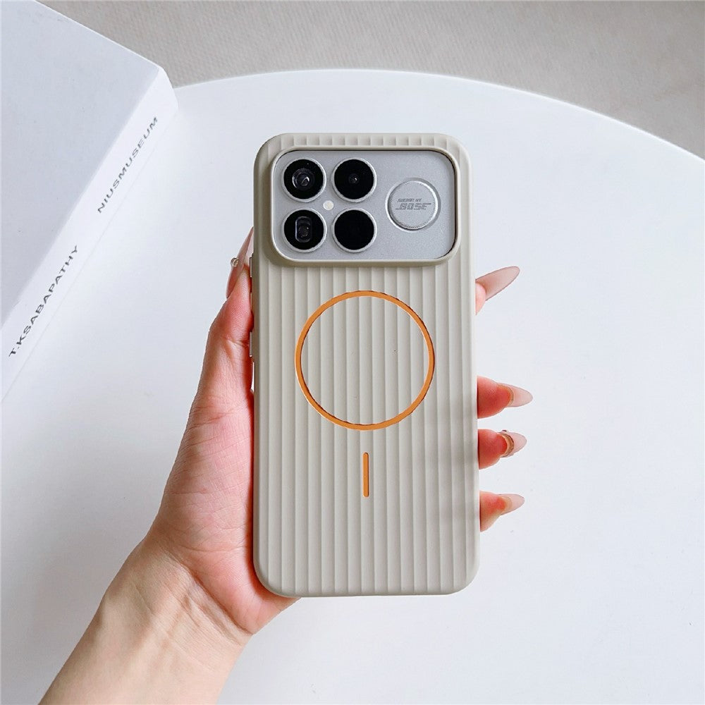 For Xiaomi Redmi K90 Pro Max 5G Magnetic Case Corrugated Texture Hard PC Phone Protective Cover