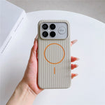For Xiaomi Redmi K90 Pro Max 5G Magnetic Case Corrugated Texture Hard PC Phone Protective Cover