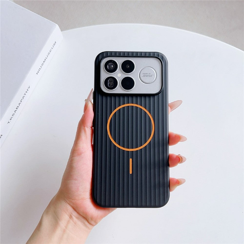 For Xiaomi Redmi K90 Pro Max 5G Magnetic Case Corrugated Texture Hard PC Phone Protective Cover