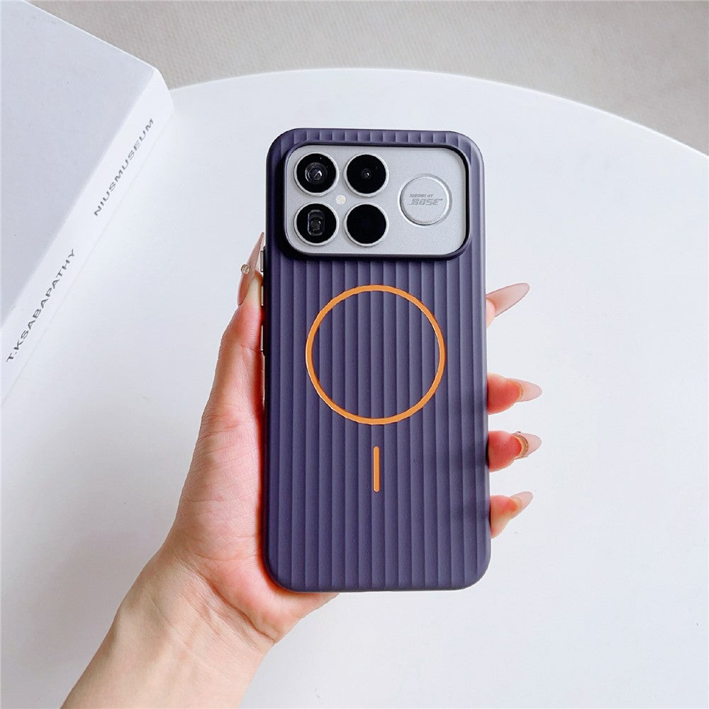 For Xiaomi Redmi K90 Pro Max 5G Magnetic Case Corrugated Texture Hard PC Phone Protective Cover