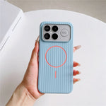 For Xiaomi Redmi K90 Pro Max 5G Magnetic Case Corrugated Texture Hard PC Phone Protective Cover