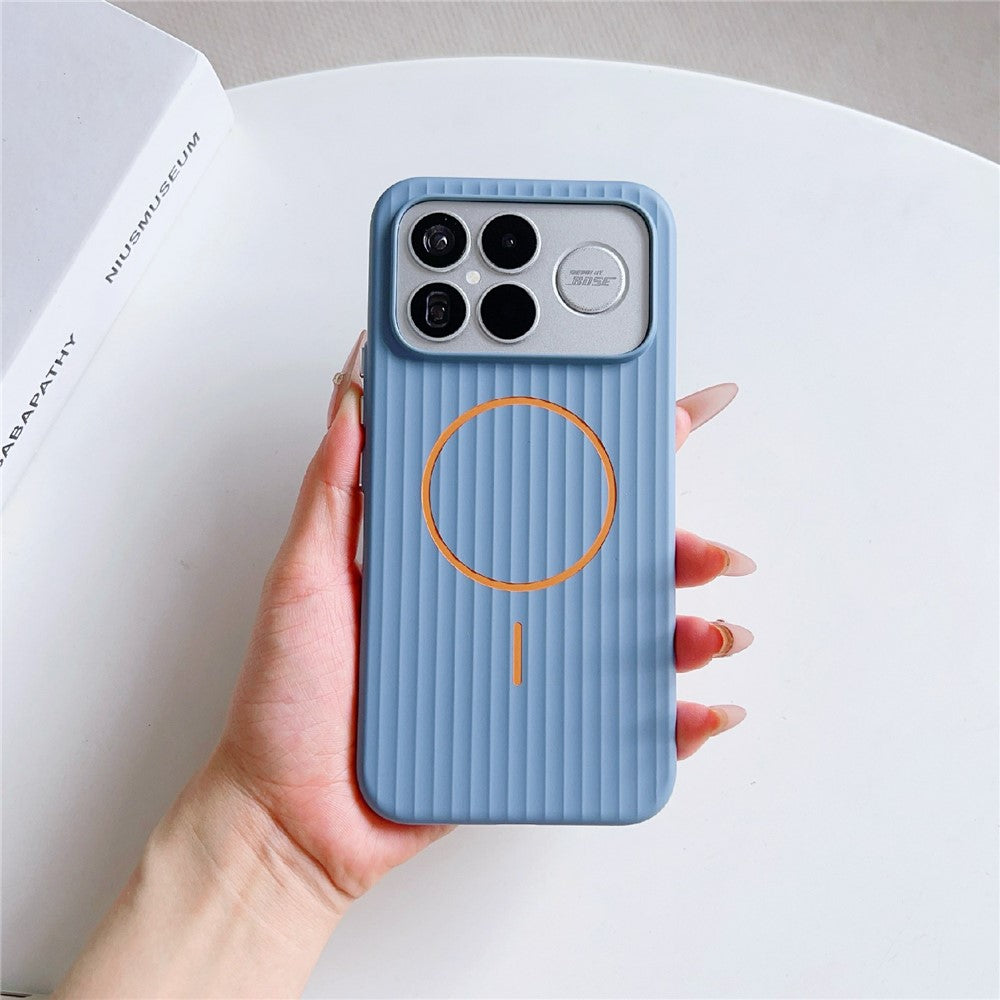 For Xiaomi Redmi K90 Pro Max 5G Magnetic Case Corrugated Texture Hard PC Phone Protective Cover