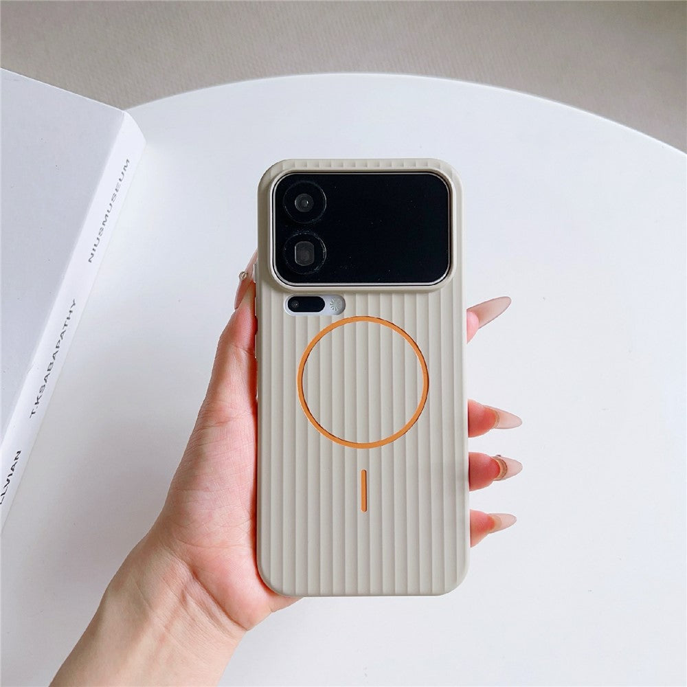 For Xiaomi 17 Pro Max Magnetic Case Corrugated Texture Hard PC Phone Protective Cover