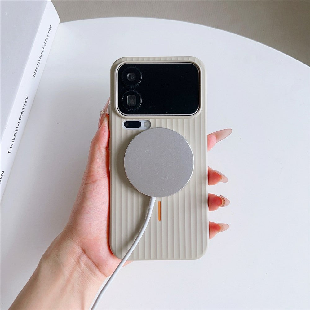 For Xiaomi 17 Pro Max Magnetic Case Corrugated Texture Hard PC Phone Protective Cover