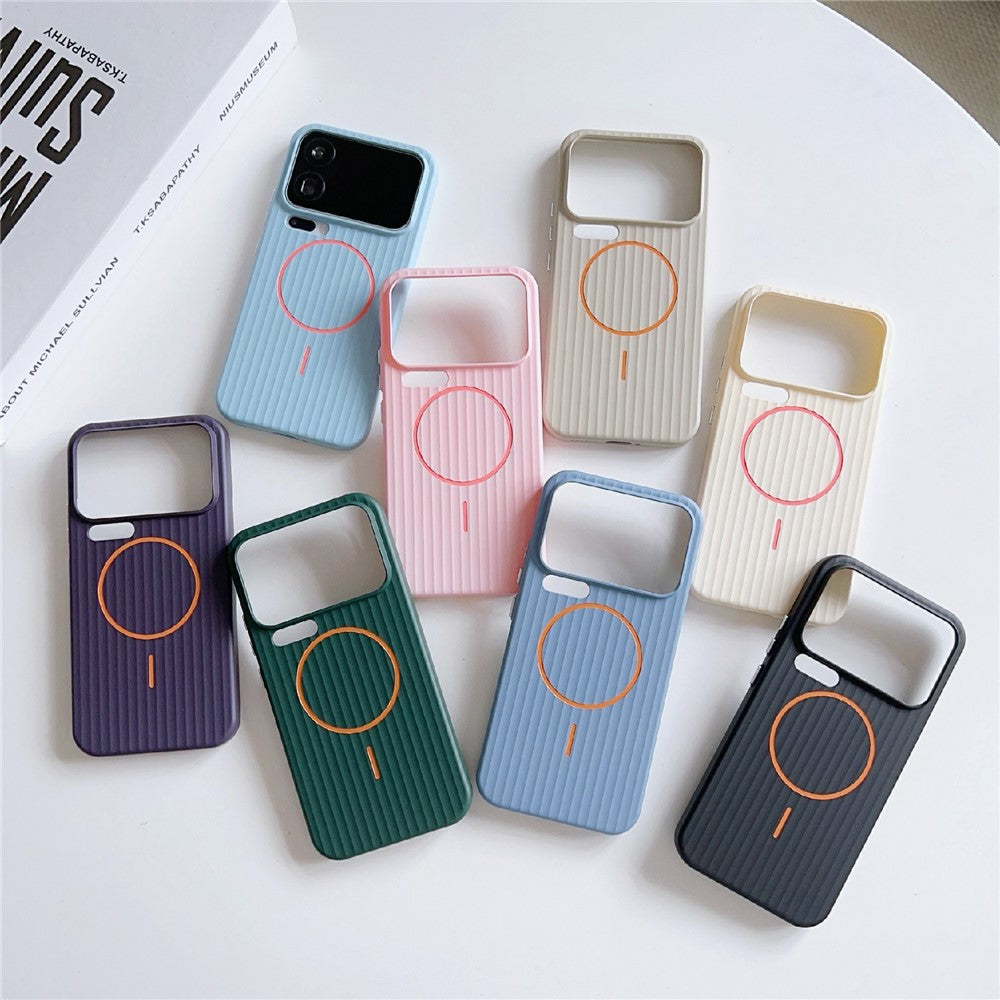 For Xiaomi 17 Pro Max Magnetic Case Corrugated Texture Hard PC Phone Protective Cover