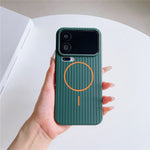 For Xiaomi 17 Pro Max Magnetic Case Corrugated Texture Hard PC Phone Protective Cover