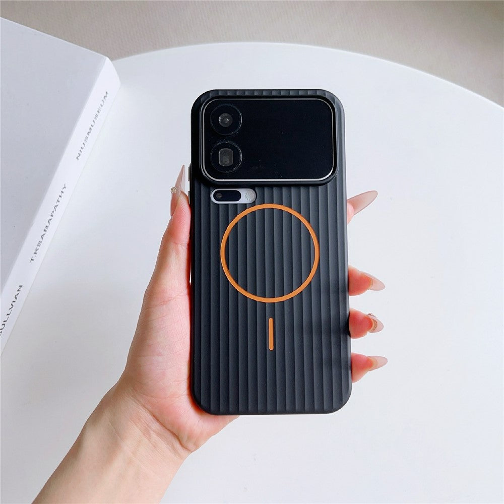 For Xiaomi 17 Pro Max Magnetic Case Corrugated Texture Hard PC Phone Protective Cover