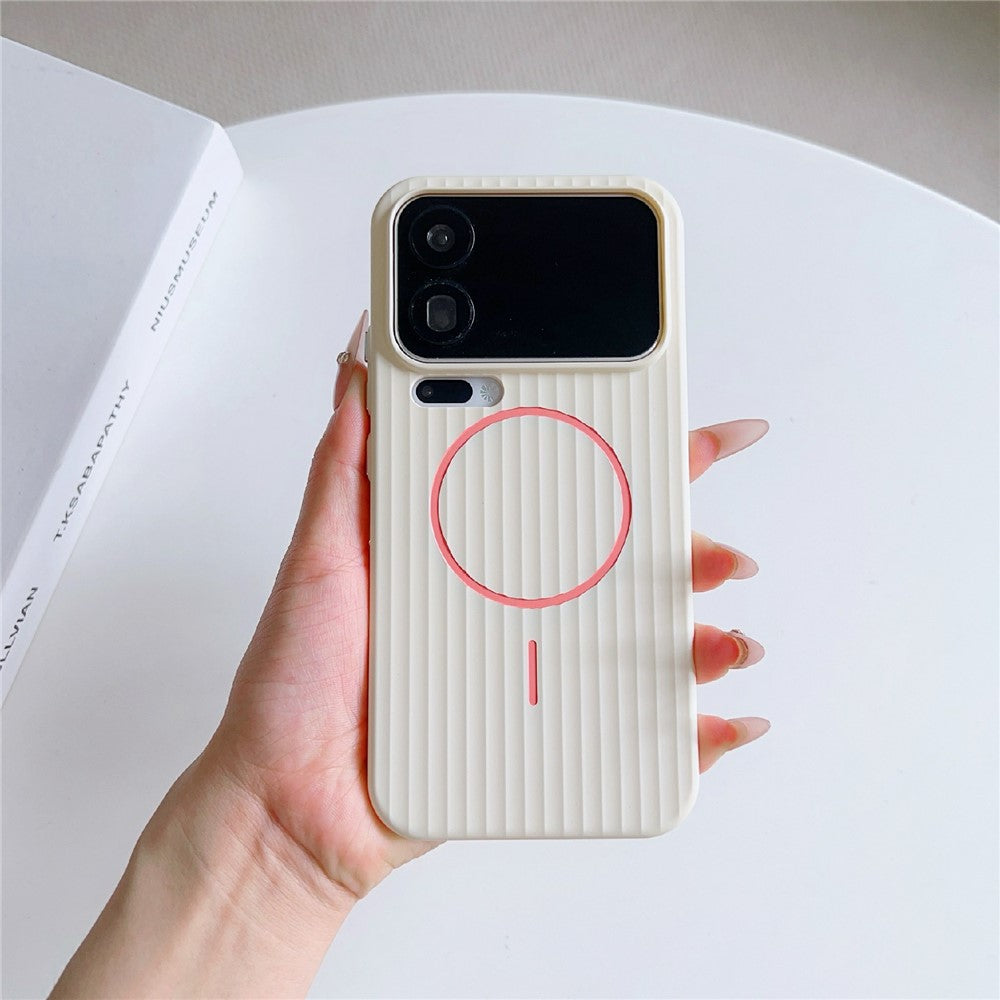 For Xiaomi 17 Pro Max Magnetic Case Corrugated Texture Hard PC Phone Protective Cover