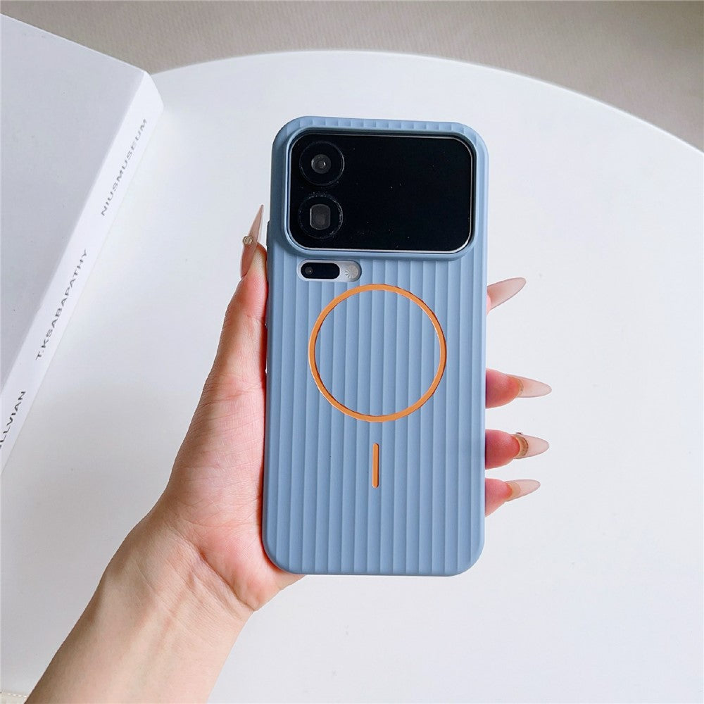 For Xiaomi 17 Pro Max Magnetic Case Corrugated Texture Hard PC Phone Protective Cover