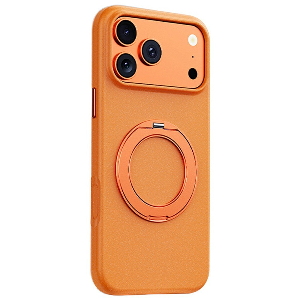 For iPhone 17 Pro Magnetic Case Rotating Kickstand Matte Texture Anti-Fingerprint PC + TPU Shockproof Phone Cover