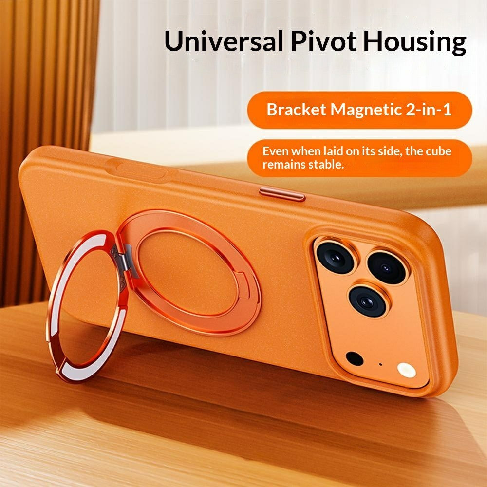 For iPhone 17 Pro Magnetic Case Rotating Kickstand Matte Texture Anti-Fingerprint PC + TPU Shockproof Phone Cover