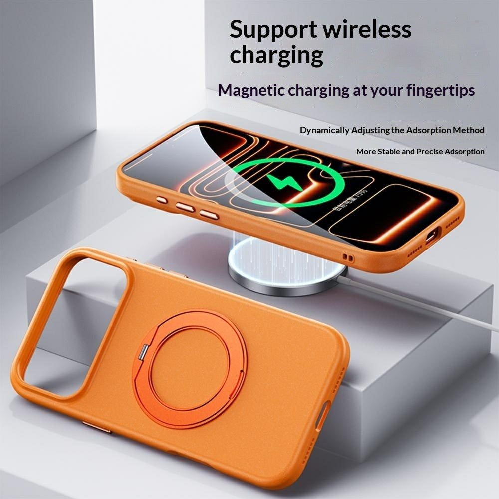 For iPhone 17 Pro Magnetic Case Rotating Kickstand Matte Texture Anti-Fingerprint PC + TPU Shockproof Phone Cover