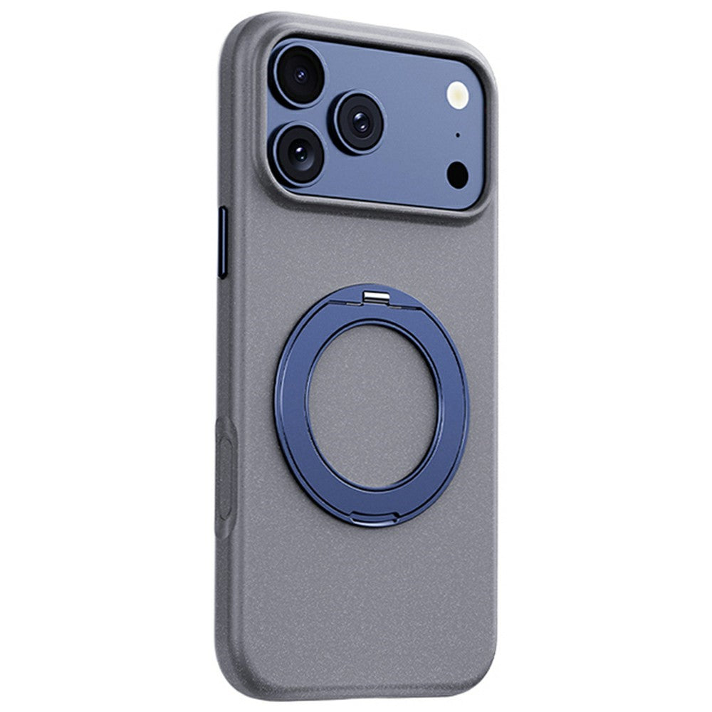 For iPhone 17 Pro Magnetic Case Rotating Kickstand Matte Texture Anti-Fingerprint PC + TPU Shockproof Phone Cover
