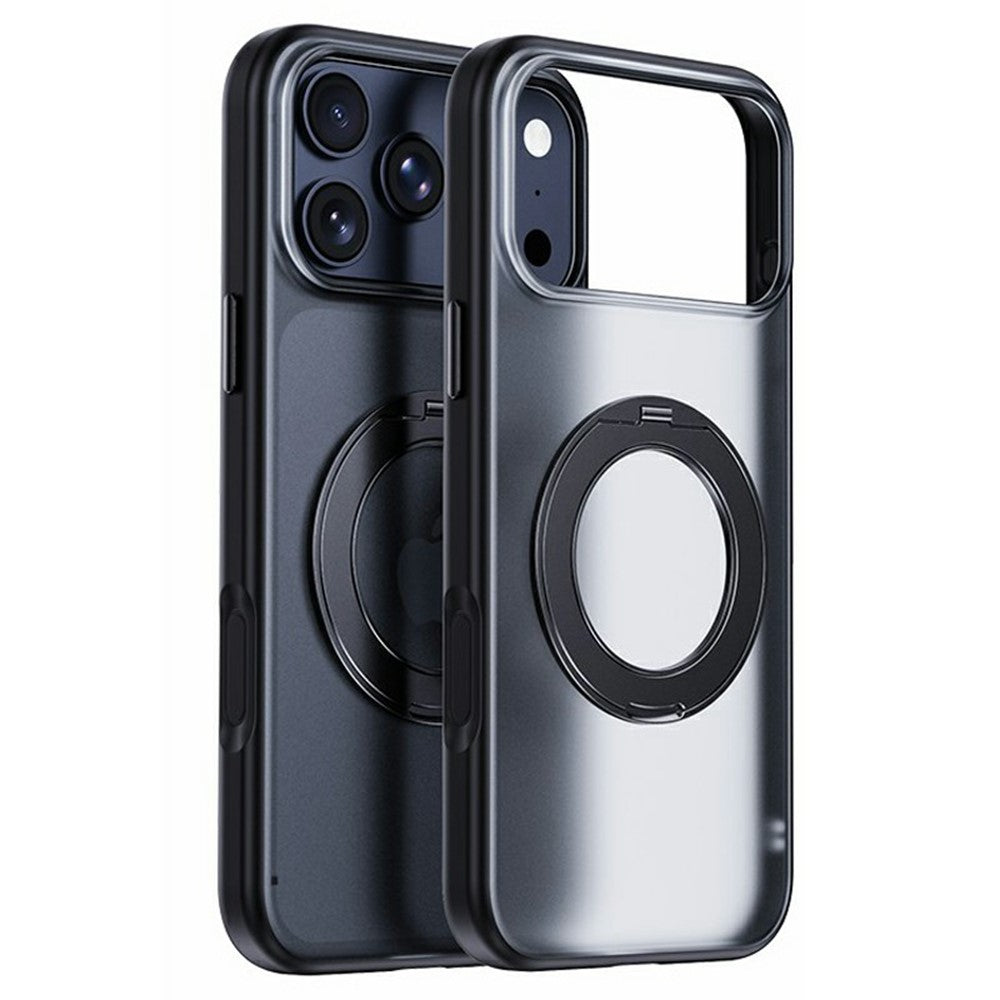 Til iPhone 17 Pro Max Magnetisk Cover Roterende Støtteben Mat PC + TPU Telefoncover