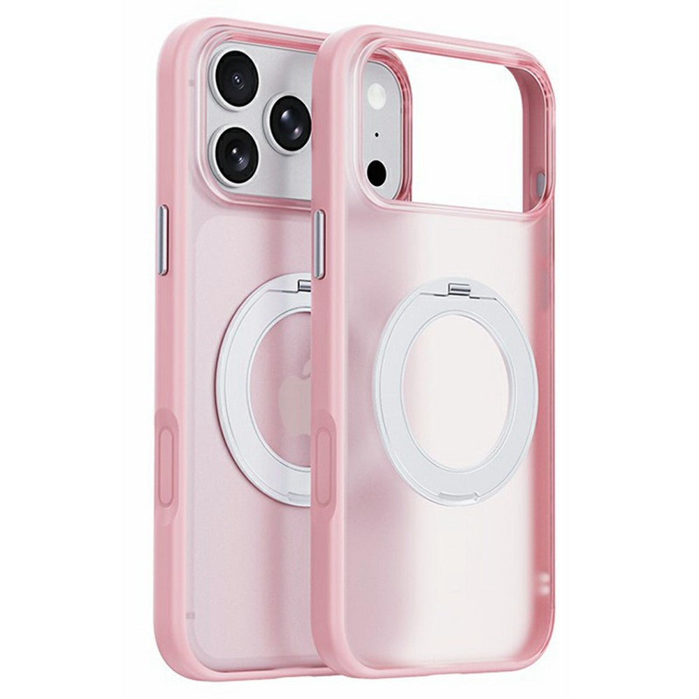 För iPhone 17 Pro Max Magnetiskt skal Roterbart stödstöd Matt PC + TPU mobilskal