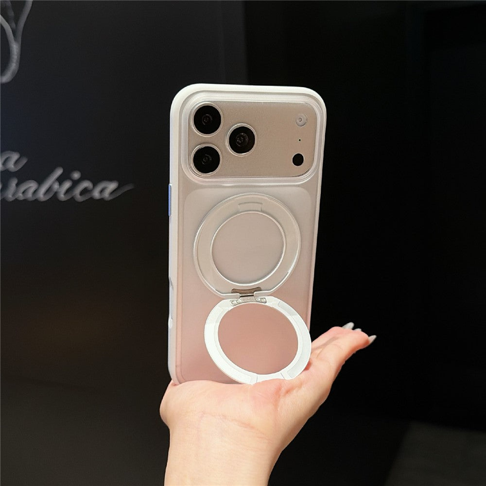 For iPhone 17 Pro Magnetic Case Rotating Kickstand Matte PC + TPU Phone Cover